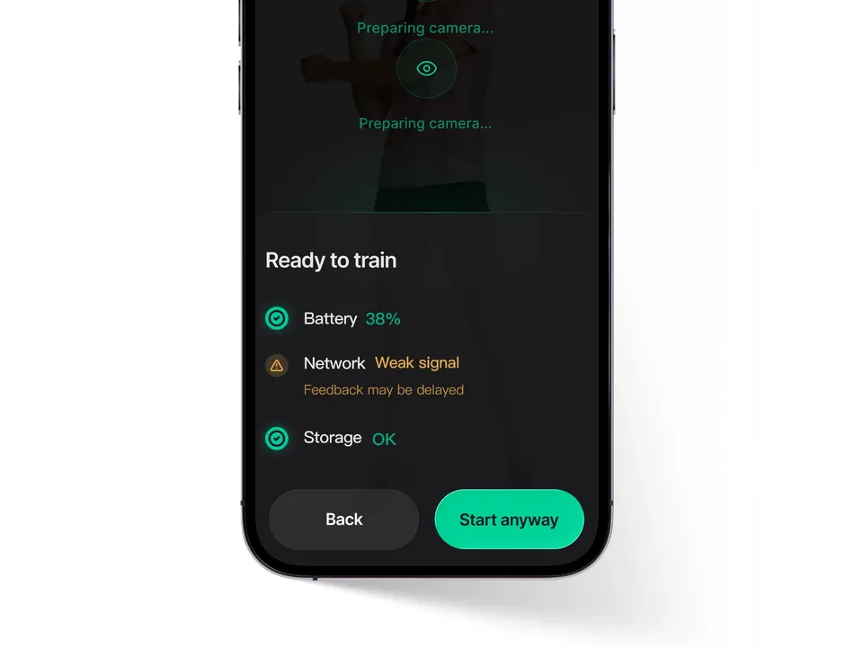 Dorsi iPhone training screen